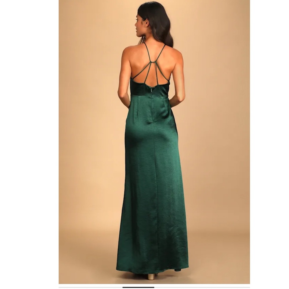Lulus Make it Elegant Emerald Green Stain Strappy Maxi Dress Size XL New! - Picture 2 of 13